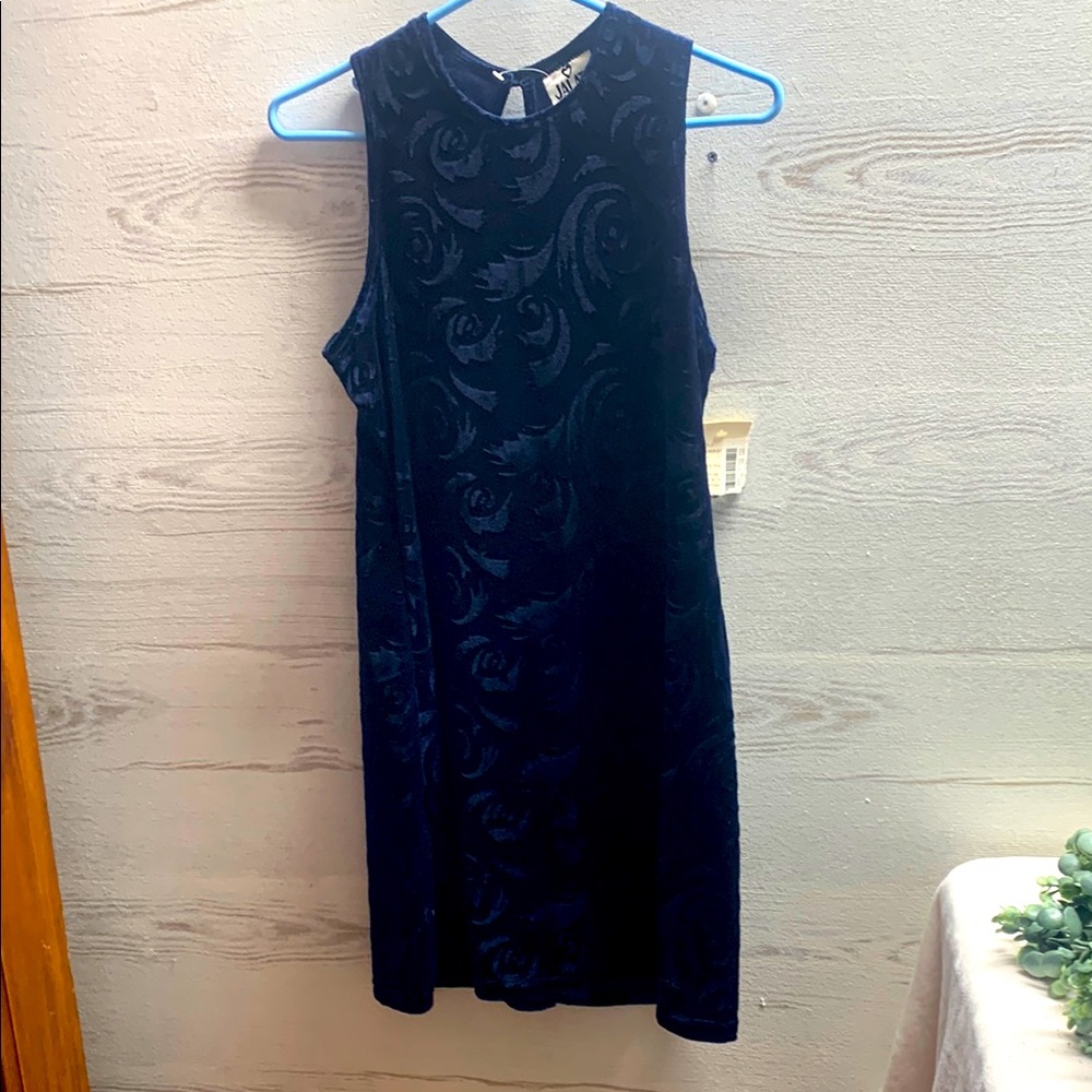 NWT Jalate dark blue velveteen sleeveless midi dress size M